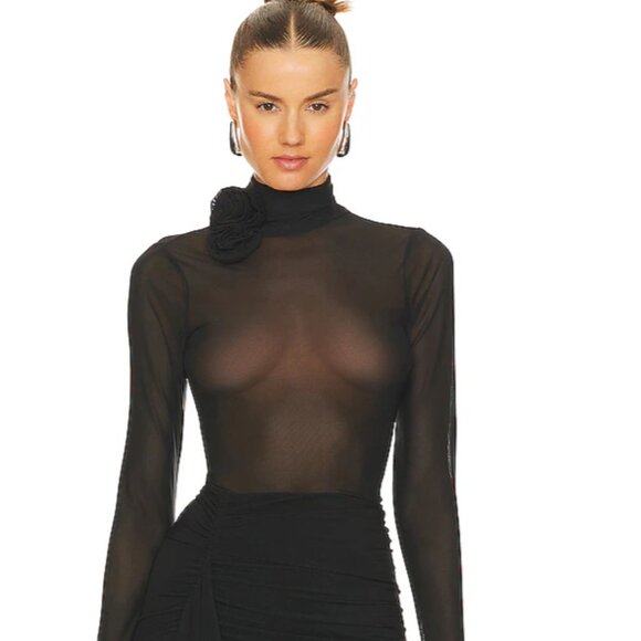Afrm Tops - Rosette black sheet turtle Neck NWT size Medium
